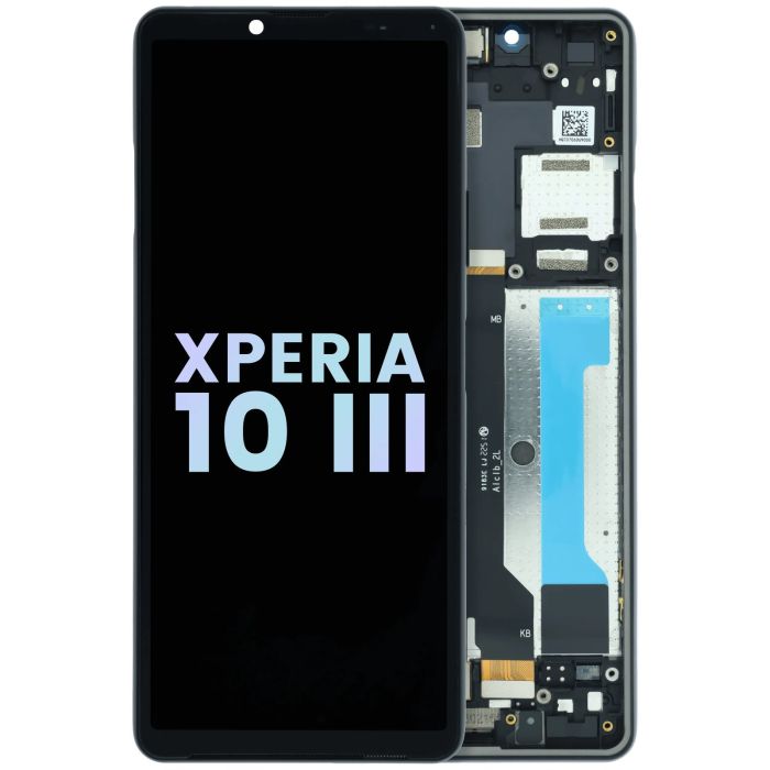 OLED Display Einheit mit Rahmen für Sony Xperia 10 III (Original) (Schwarz)