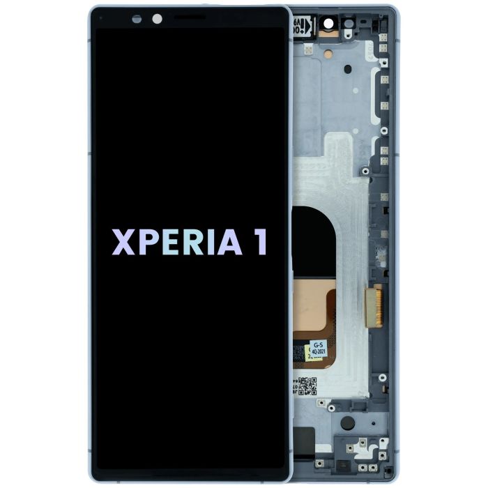 OLED Display Einheit mit Rahmen für Sony Xperia 1 (Original) (Grau)