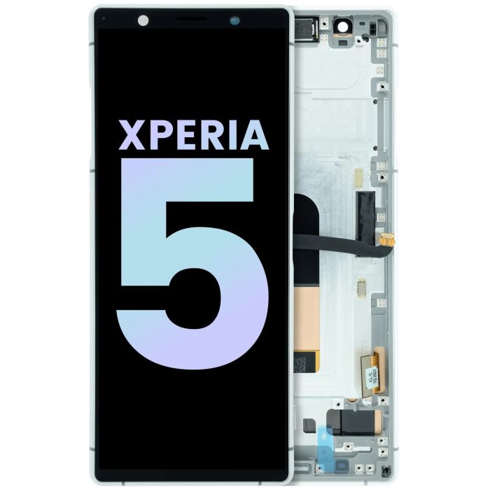 OLED Display Einheit mit Rahmen für Sony Xperia 5 (Original) (Grau)