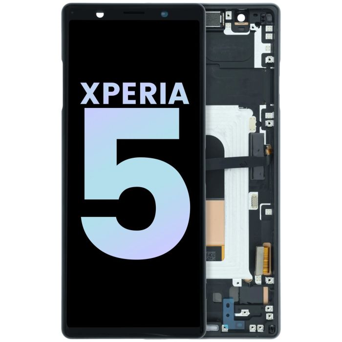 OLED Display Einheit mit Rahmen für Sony Xperia 5 (Original) (Schwarz)