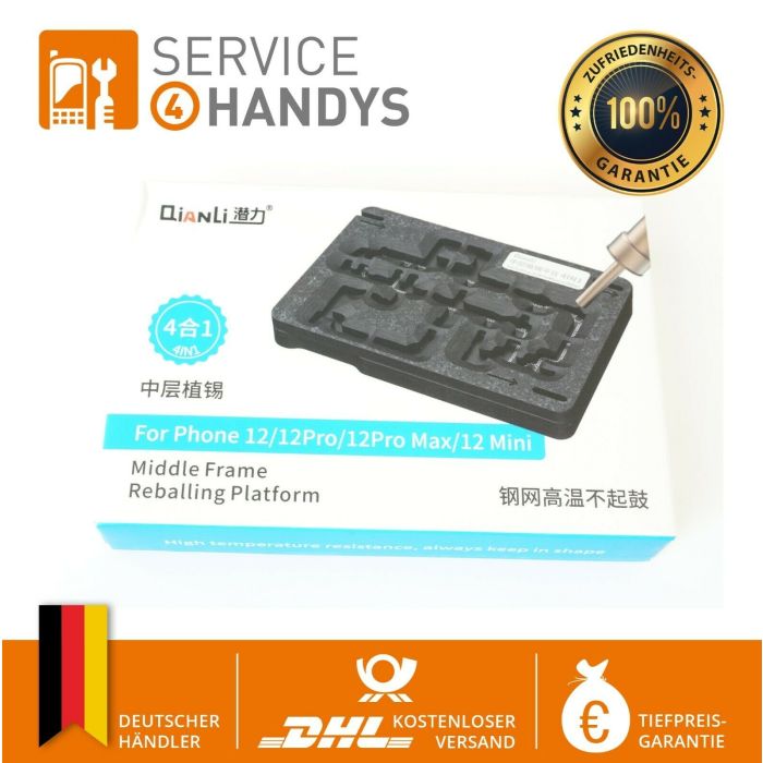 ➡️ Qianli 4in1 Middle Frame Reballing Schablone Stencil für iPhone 12 Pro MAX ⬅️