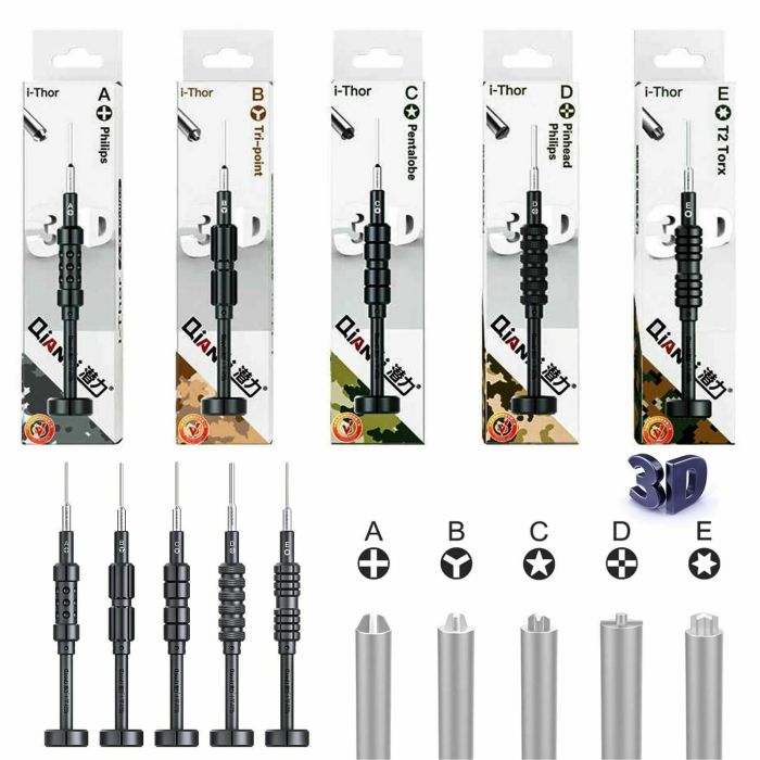 QianLi ToolPlus iThor Schraubendreher A, B, C, D, E, 5 Stück