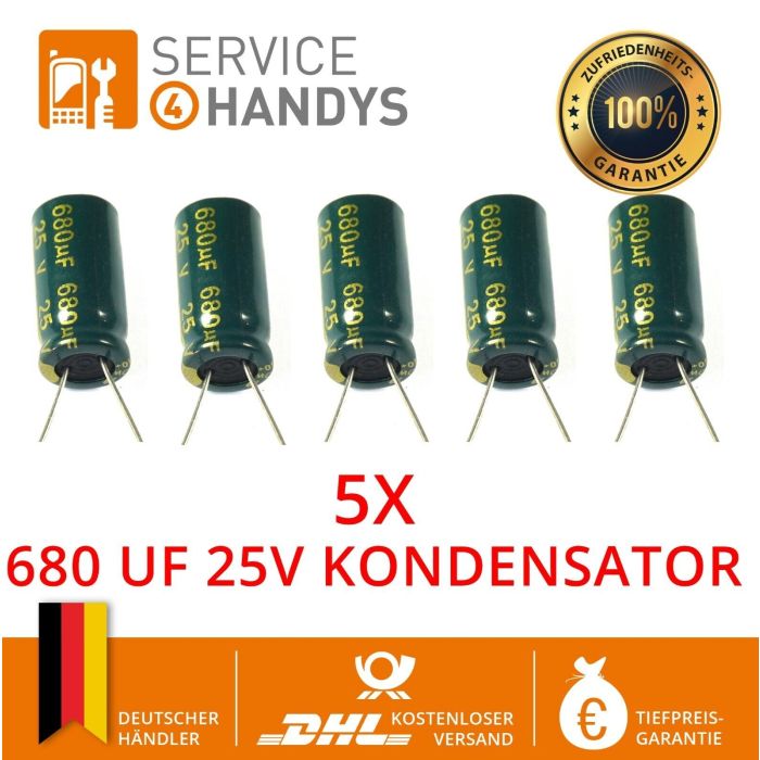 5 Stück 680UF 25V 7x17mm 105° Radial Elektrolyt Kondensatoren Capacitor