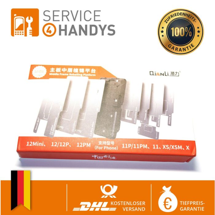 Generisch Service4Handys Qianli 10in1 Middle Frame Reballing Schablone Stencil geeignet für iPhone X 11 12 Pro MAX