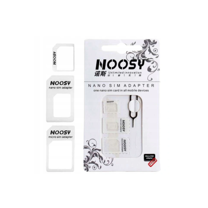 Noosy SIM Card Adapter (Nano/MicroSim) weiß + SIM Opener