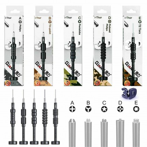 QianLi ToolPlus iThor Schraubendreher A, B, C, D, E, 5 Stück