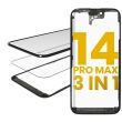 3 in 1 (Glas mit OCA vormontiert + Rahmen) für iPhone 14 Pro Max (OCA Master)