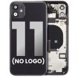 Rückgehäuse mit klein Bauteile vormontiert für iPhone 11 (ohne Logo) (Schwarz)