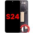 OLED Display mit Rahmen für Galaxy S24 5G (Aftermarket Plus) (Onyx Black)