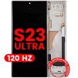 OLED Display mit Rahmen für Galaxy S23 Ultra (Aftermarket Pro) (120Hz) (Cream)