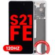 OLED Display mit Rahmen für Galaxy S21 FE 5G (Aftermarket Plus) (120Hz) (Weiß)