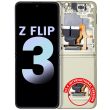 Innen OLED Display mit Rahmen für Galaxy Z Flip 3 5G (Service Pack) (Cream)