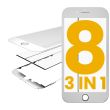 3 in 1 (Glas mit OCA vormontiert + Rahmen) für iPhone 8 (OCA Master) (2er Pack)