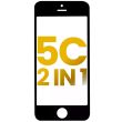 2 in 1 (Frontglas + Rahmen vormontiert) für iPhone 5C (2er Pack) (Schwarz)