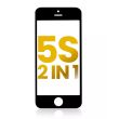 2 in 1 (Frontglas + Rahmen) für iPhone 5S (2er Pack) (Schwarz)