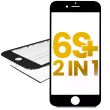2 in 1 (Frontglas + Rahmen vormontiert) für iPhone 6S Plus (2er Pack) (Schwarz)