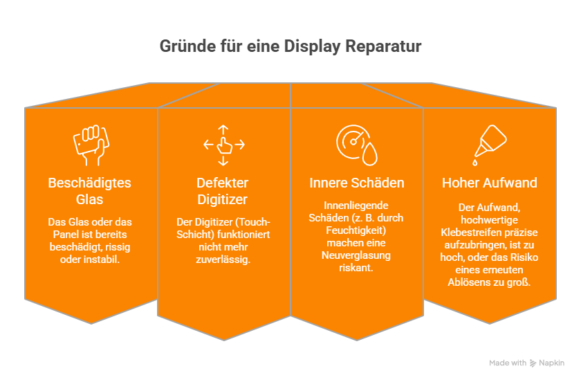 Display löst sich von Rahmen