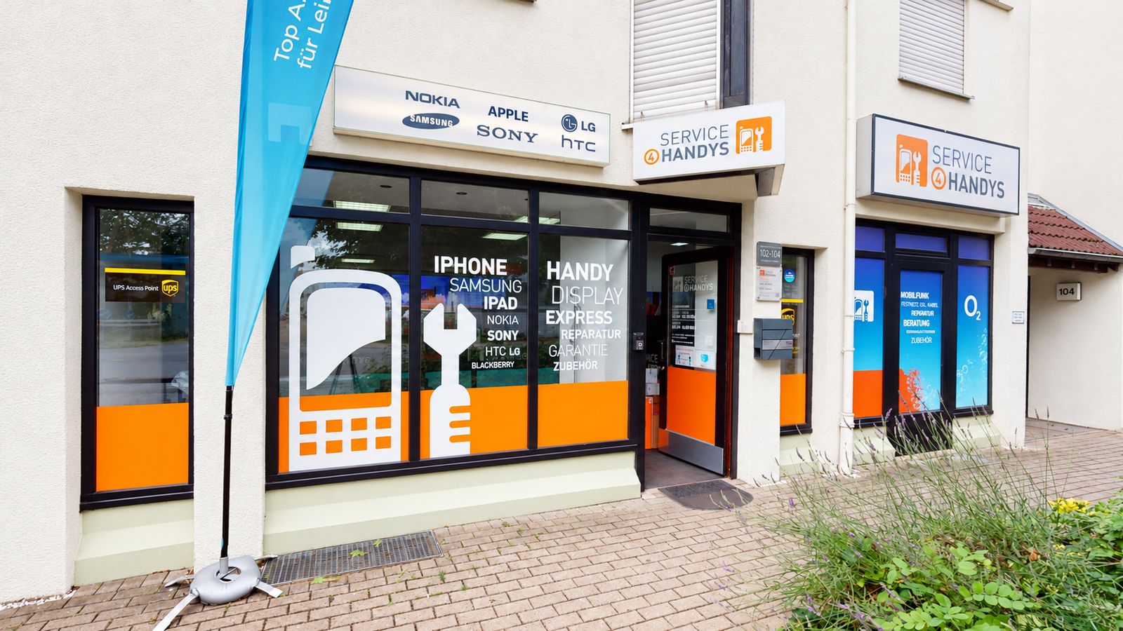 Ladenfront von Service4Handys in der Theodor-Heuss-Str. 104 in Leimen